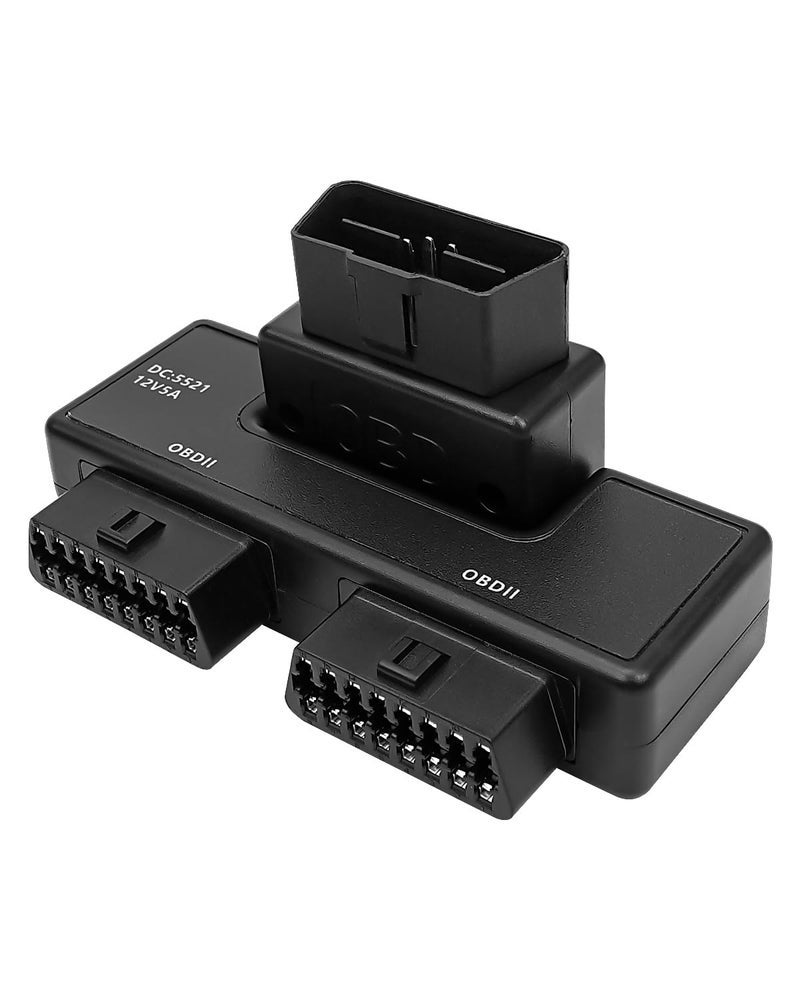 تيكساينس مقسم كابل OBD، وصلة تمديد ذكر إلى 2 دبابيس كاملة من OBDII 16 دبوس، وصلة دوار 180 درجة، مع واجهة 12 فولت 5 أمبير DC5521 - Image 1